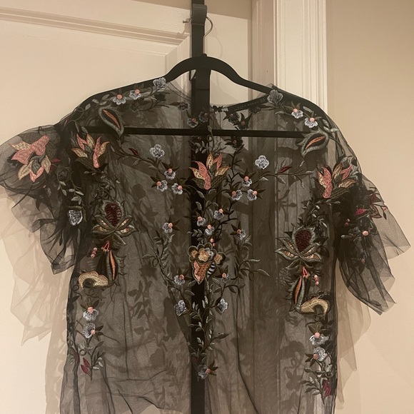 Zara Sheer Embroidered Top - Picture 6 of 6